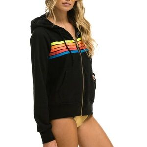 5 Stripe Zip Hoodie Sweatshirt